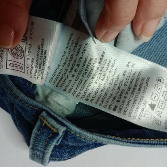 Levi's 535 Super Skinny Distressed Jeggings Cropped Blue Jeans Mid Rise sz 29/28 - Picture 7 of 7